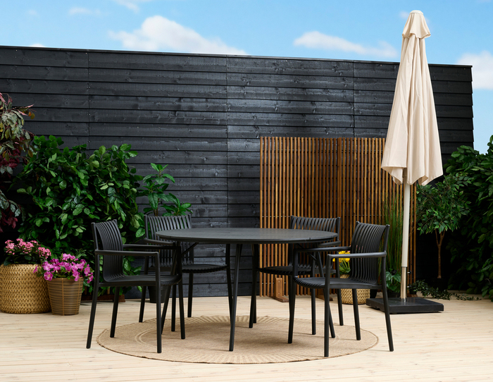 Havebord Montana sort Ø130 cm - Sunlife